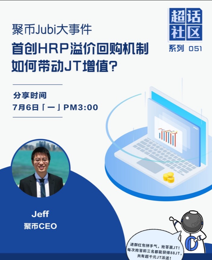 Jubi大話聚幣：首創(chuàng)HRP溢價(jià)回購(gòu)機(jī)制，如何推動(dòng)平臺(tái)幣JT增值？